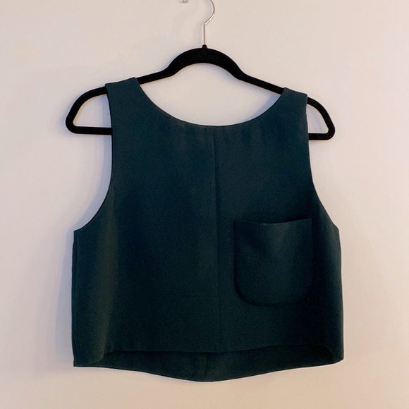 Wilfred Tops - Wilfred forest green crop pocket top - medium